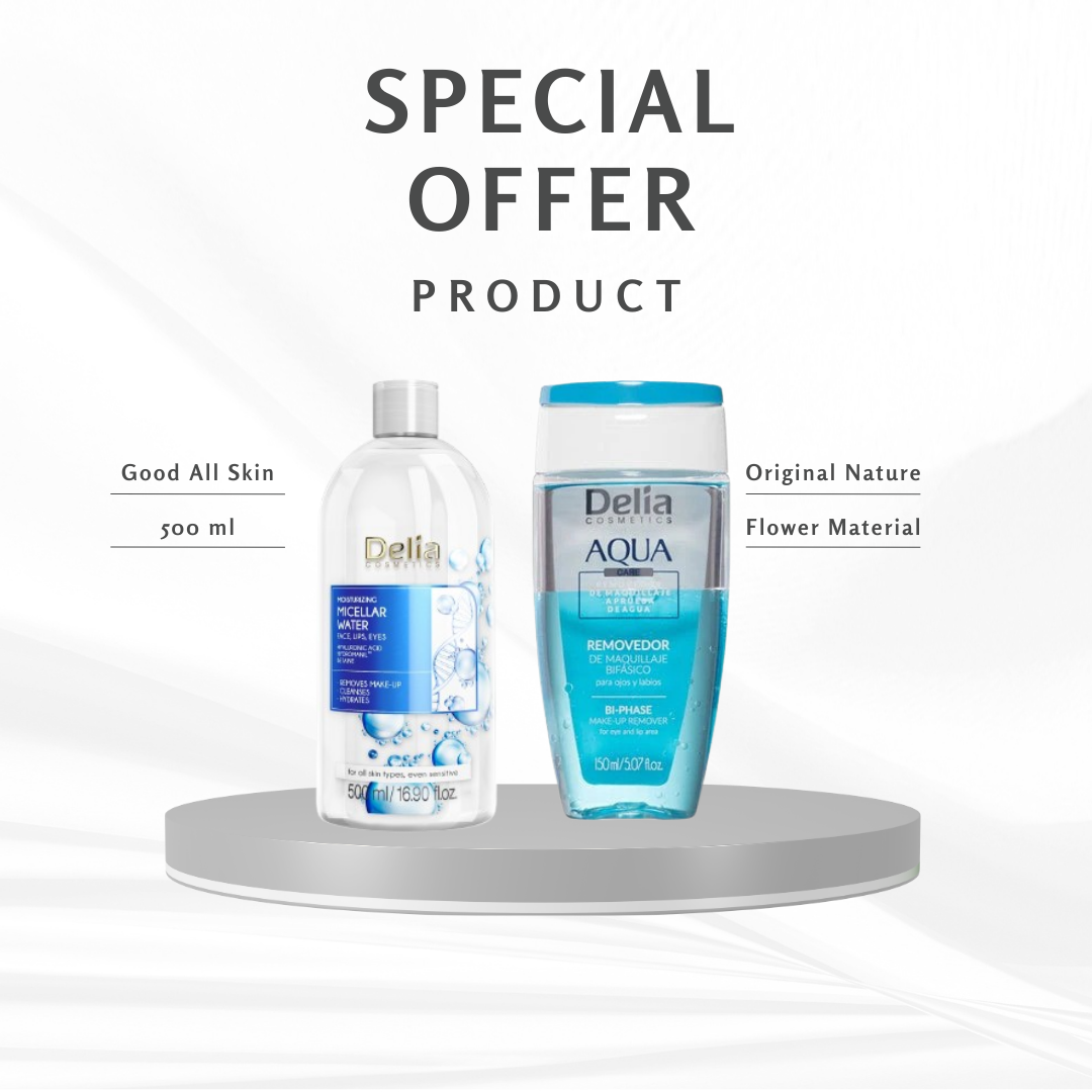 Moisturizing micellar water, 500 ml & Delia AQUA - Bl PHASE MAKE - UP REMOVER 150ml